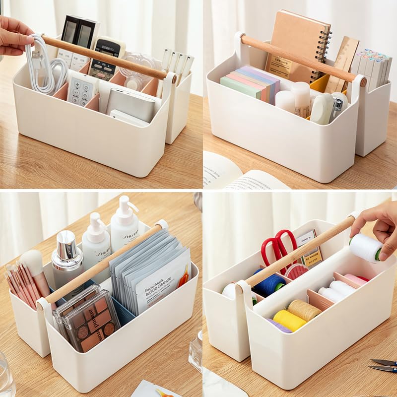 2 Pack Art Supply Caddy Organizer with Handle,Colored Pencil Holder Markers - color: Yellow Divider
