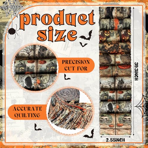 Hosuly 40 Pcs Halloween Fabric Jelly Gothic Quilting Strips Roll - color: Retro Halloween