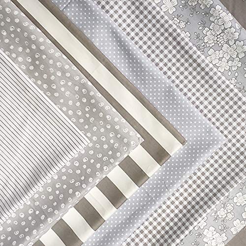 Misscrafts 7pcs Quilting Fabric 100% Cotton Craft Fabric Bundle Squares Grey Fat Quarters 18" x 22" for Patchwork DIY Sewing Scrapbooking - color: Grey Set