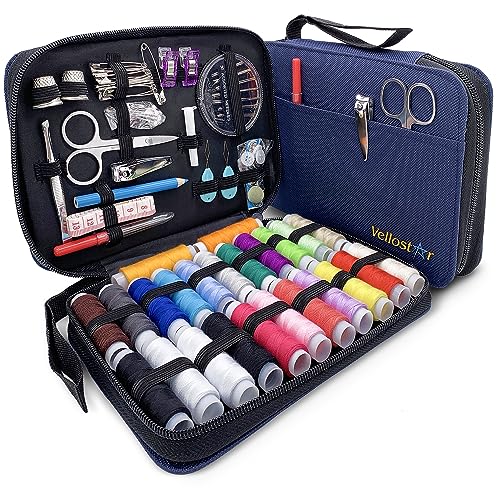 Vellostar Sewing Kit for Men & Adults - 100-Piece Navy Blue Beginner Set - color: Navy Blue