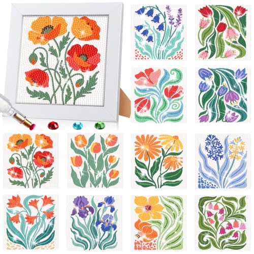 Trandraft Holiday Small Diamond Art Kits for Adult, 13 Pcs, Flower - style: Flower