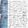 Patemby Embroidery Pattern Water Soluble Embroidery Stabilizers, Stick and Stitch Embroidery Paper Wash Away with Pre-Printed Pattern Designs Stencils Transfers for Hand Sewing Lover Beginner - color: Leaves