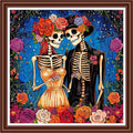 Dimensean Counted Cross Stitch Kit for Beginners, 11CT Unprinted Cross-Stitch Kit Easy Patterns Needlepoint Kit Cross Stitching Embroidery Kit Supplies-Skeleton Couple Flowers 18x18 inch - color: ColorDIY20