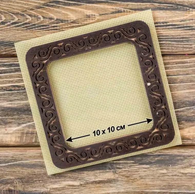 Magnetic Embroidery Hoop Medium – 4"x4" Inner Size, Square Hoop for Perforated Paper & Plastic Canvas, Dark Wood | FLMP‑006 - color: Dark