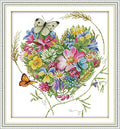 CaptainCrafts Cross Stitch Kits for Adults Stamped Butterflies Flower - color: Butterflies Love Heart Shaped Flower, style: Stamped