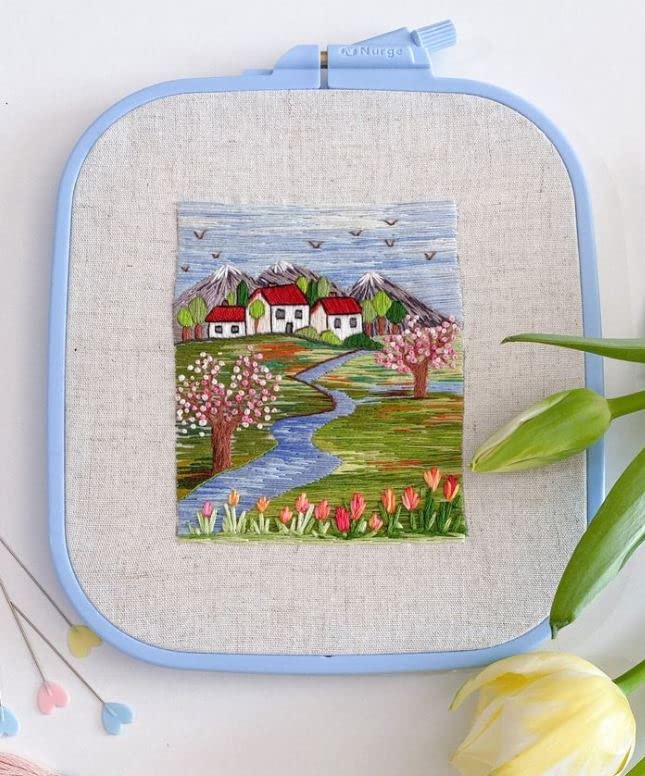 Nurge Square Embroidery Hoop - Plastic Cross Stitch Frame for Needlepoint & Embroidery - Adjustable Craft Hoop - Blue - No:3 (Medium) - color: Blue, size: No:3 (Medium)