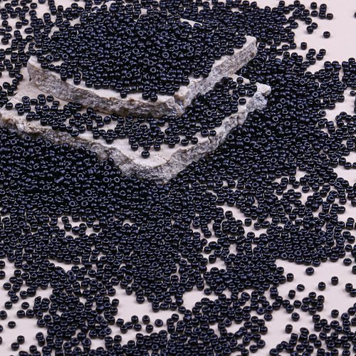 Legefo 4mm Glass Seed Beads Bulk, Black 6/0 Small Mini Pony Seed Beads, Tiny Round Craft Bead for Bracelet Necklace Wrist Jewelry Making Beading Weaving DIY Crafts Supplies, 1000pcs - color: Black