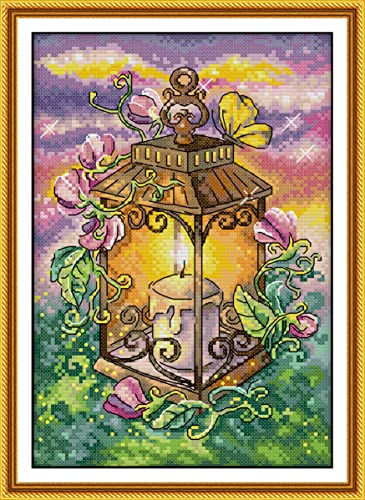 CaptainCrafts New Cross Stitch Kits Embroidery Kit Full Range Pre-Printed and Counted Fabrics Kits for Adults Beginners Home Decor (Stamped 14CT, Summer Lantern) - color: Summer lantern, size: Stamped 14CT