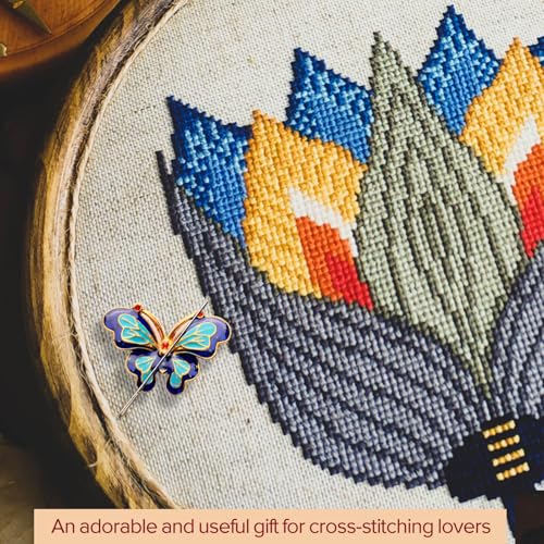 3pcs Needle Minder for Sewing,Magnetic Needle Keeper for Cross Stitch,Cute Butterfly Cartoon Pin,Needle Holder for Embroidery, Quilting Metal Needle Minders Accessory, Gift for Cross Stitch Lover