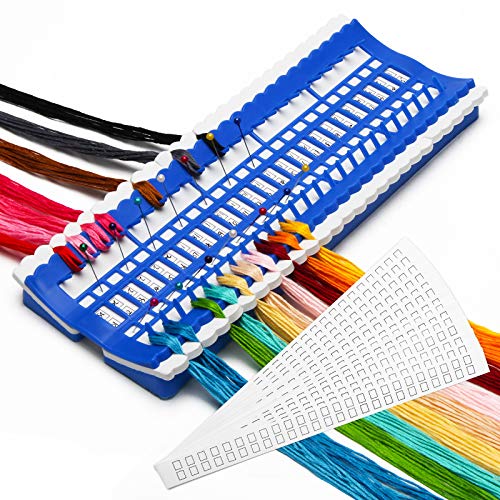 Luxiv 50 Position Embroidery Floss Organizer, Thread Shelf with 15P Card - color: Blue, size: 50 Positions