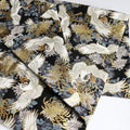 White Crane Fabric,160 GSM Japanese Black Cotton Fabric Gold Hot Stamping,59 Inches Wide for Sewing Clothing Bag Tablecloth Sofa Pillow DIY Craft (3 Yard pre Cut) - color: White Crane, size: 3 yard