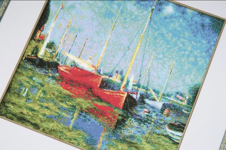 RIOLIS 1779 Argenteuil After C. Monet's Painting Counted Cross Stitch Kit