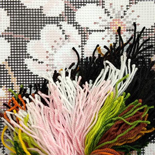 Cherry Blossoms. Needlepoint Kit. Throw Pillow 16×16 Inches. Printed Tapestry Canvas, European Quality - color: Cherry Blossoms (Front)