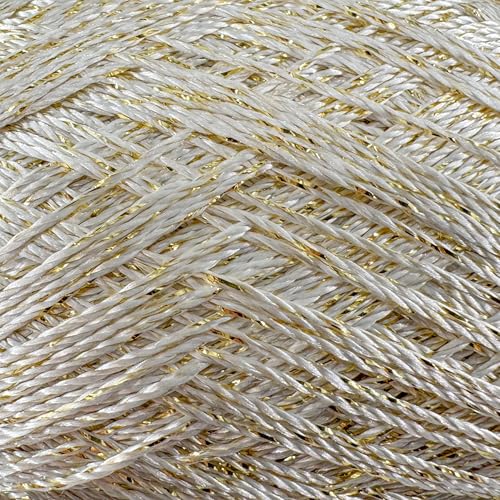 Shimmer Metallic Thread for Crochet, Lace, Light Gold, Gold Glitter - color: Light Gold, Gold Glitter, size: 1 Pack