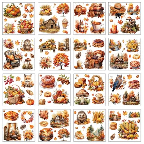 16 Pcs Fall Rub on Transfers for Crafts Furniture 5.9 x 5.9 Inch - color: Farm Harvest