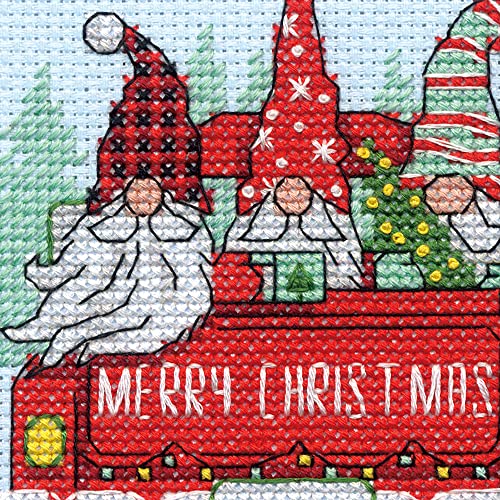 Dimensions Truck Gnomes Counted Cross Stitch Kit, 6" D, Blue,Red 6 - color: 14 Cnt. Light Blue Aida,