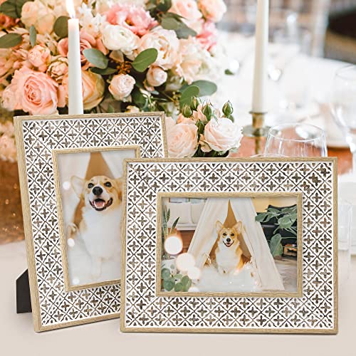 Boho 5x7 Picture Frame Moroccan Photo Frame Set of 2 - color: Boho Cross White, size: 5x7