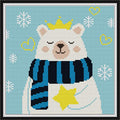 Howie's Needlepoint Cross Stitch Kits, 11CT Pre-Printed Pattern Needlepoint Kits, Full Range of Stamped Starter Kits (Crown Polar Bear, 12.6 x 12.6 Inch) - color: Crown Polar Bear