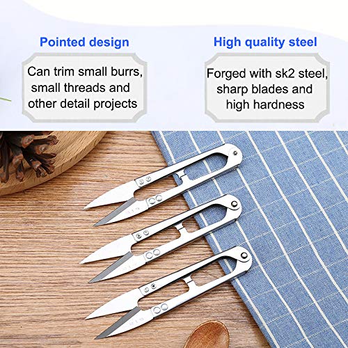 3Pcs Sewing Scissors Clippers, Multipurpose Quick-clip Yarn Thread Cutter - size: silver sewing scissors