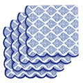 PurpleEssences Scalloped Cloth Napkins 18x18 in - Floral Paisley Edges Blue - color: Floral Paisley Edges - Blue