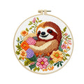 LSLFQYQSK Beginners Embroidery Kits - Small Animal DIY Cross Stitch Kits,Including,Stamped Flower Patterns,Hoop,Color Threads,Tools (Style D) - style: Style D