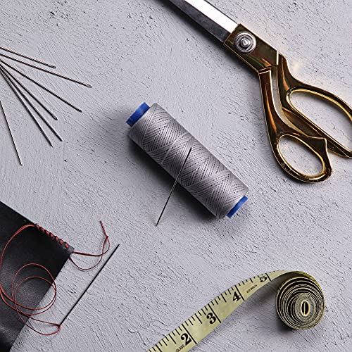 Waxed Thread, Strong Thread for Leather, Upholstery, Shoe, Bag, incl. Needle (Colour: Light Grey) - color: Light Grey