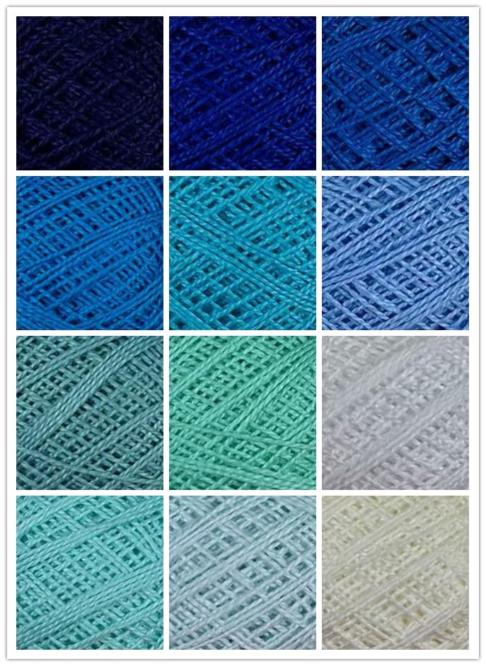 KCS Mercerized Pearl Cotton Thread Size 8 Crochet Needlework Embroidery Threads Ball (12, 12balls03) - color: 12balls03