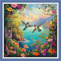 Redxing Stamped Cross Stitch Kits Full Range of Embroidery Starter Kits- Needlepoint Counted Cross Stitch Kits for Beginner Adults 11CT Printed Embroidery Kit-Seaside Hummingbird 18x18 inch - color: DIYArtsKit19