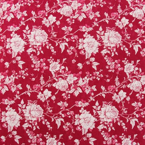Threadart Vintage Burgundy Flower Cotton Quilting Fabric - By the Yard - color: Burgundy Flower, size: 1 YARD