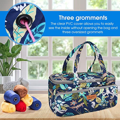 Yarn Bag-Large Size-Yarn Storage Organizer with Grommets-Portable Crochet Bag for Yarn Skeins-Crochet Hooks-Knitting Needles -Other Accessories (Rainforest) - color: Rainforest