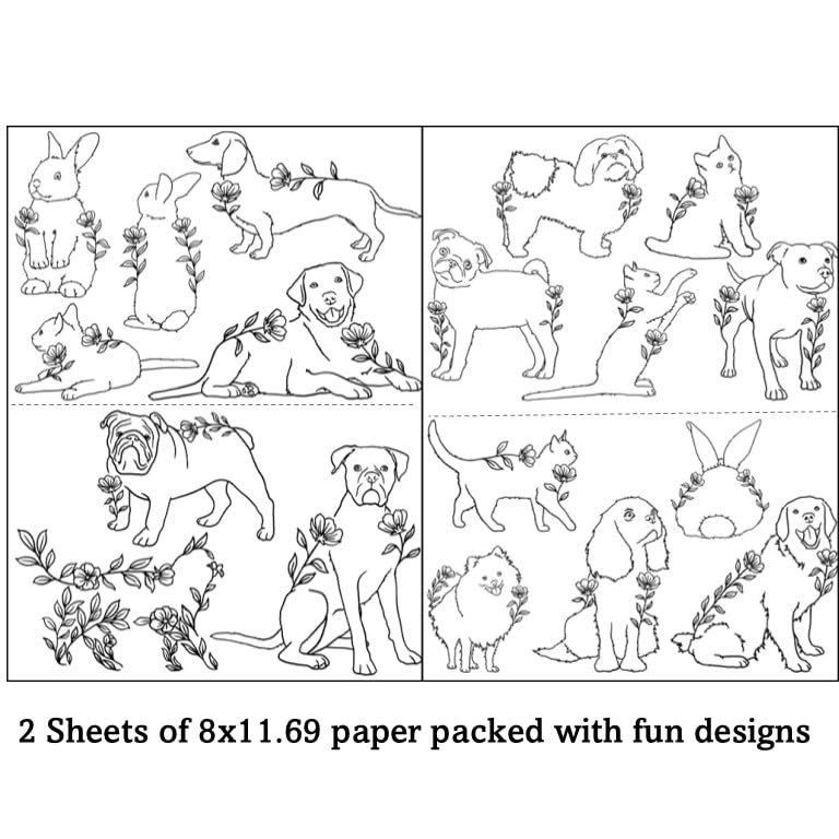 Water Soluble Embroidery Patterns Stabilizers, Stick and Stitch Embroidery Transfers Paper Tear Away Embroidery Stabilizer with Fun Designs for Stitching, Flowers and Animals (BunniesCatsDogs) - color: BunniesCatsDogs