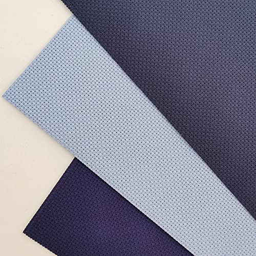 KCS 3 pc of 12" x 18" 14CT Counted Cotton Aida Cloth Cross Stitch Fabric (Light Blue+Royal Blue+Navy Blue) - color: Light Blue+royal Blue+navy Blue