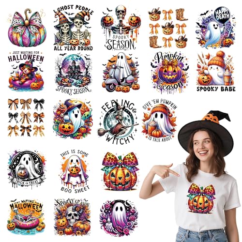 20 Sheets Halloween Iron on Transfers for T-Shirts - color: Colorful