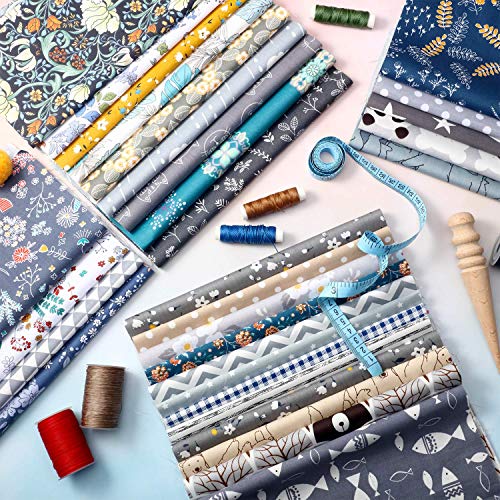 Tatuo 30 Pieces 10 x 10 Inches Cotton Fabric Bundle Squares Patchwork Floral Fabric Sewing Quilting Bundles Assorted Pattern Cloth for DIY Scrapbook Craft Making - style: Classic
