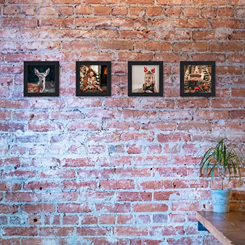 TOFOREVO 4x4 Picture Frames Set of 4, Black - color: Black Wood Grain, size: 4x4