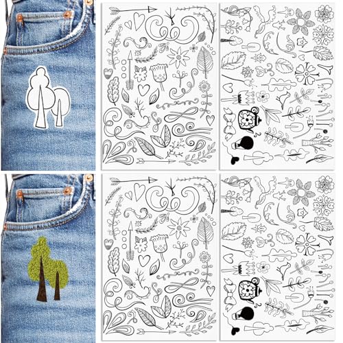 Patemby Embroidery Pattern Water Soluble Embroidery Stabilizers, Stick and Stitch Embroidery Paper Wash Away with Pre-Printed Pattern Designs Stencils Transfers for Hand Sewing Lover Beginner - color: Boho, Pack of 2
