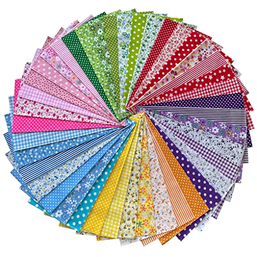 42PCS Cotton Fabric Bundles, 10"x10" Cotton Fabric Patchwork Squares Floral Patterns Printed Arts Craft DIY Cloths for Sewing Quilting Decoration, Scrapbooking, Handwork (25x25 cm - 42PCS)