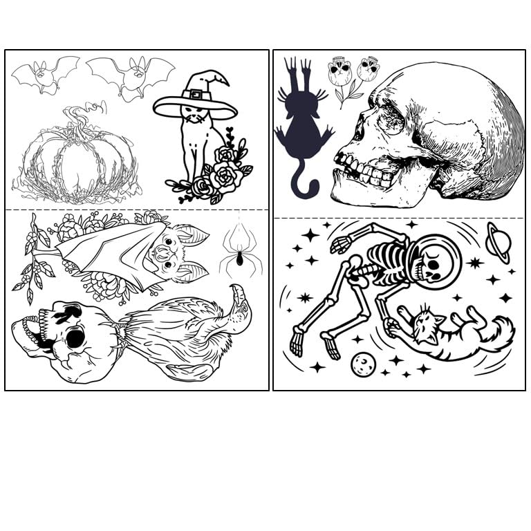Water Soluble Embroidery Patterns Stabilizers, Stick and Stitch Embroidery Transfers Paper Tear Away Embroidery Stabilizer with Wildflower Patterns for Embroidery, Fun Designs (3 inch speciments) - color: Spooky (2)