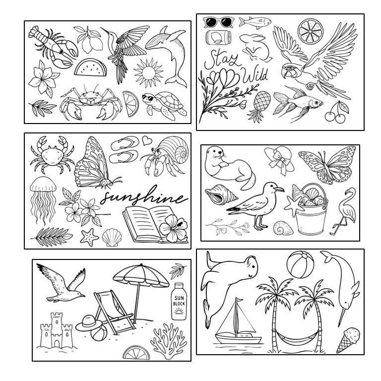 Water Soluble Embroidery Patterns Stabilizers, Stick and Stitch Embroidery Transfers Paper Tear Away Embroidery Stabilizer with Wildflower Patterns for Embroidery, Fun Designs (Animals_A) - color: Summer (3)