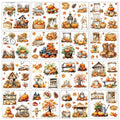 16 Pcs Fall Autumn Rub on Transfers for Crafts 5.9x5.9 Inch - color: Watercolor Pumpkin
