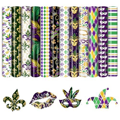 HTVSTD Mardi Gras Heat Transfer Vinyl 10Sheet 12×10in Iron on Vinyl - color: Purple