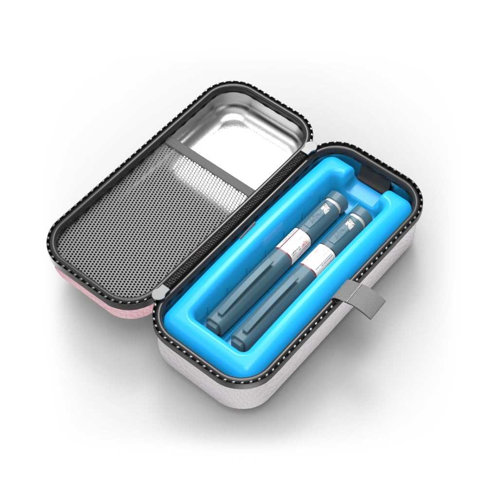 SHBC Insulin Pen Carrying Case Portable Medical Cooler Bag for Diabetes with Protective Ice Brick - Convenient to Changing Needles with Each Injection White Pink - color: White Pink