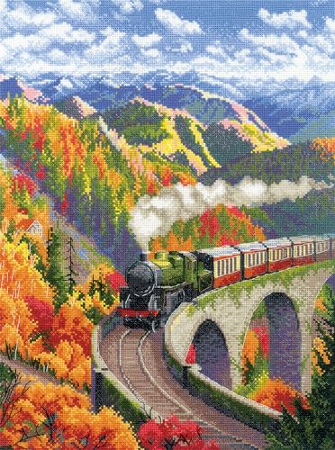 RIOLIS 2211 Autumn Express Counted Cross Stitch Kit 11.75 x 15.75 in - style: Autumn Express 2211