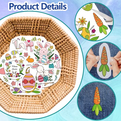 GLOBLELAND 4 Sheets Easter Bunny Colorful Water Soluble Hand Sewing Stabilizers Egg Garland Wash Away Embroidery Stabilizer Embroidery Stitch Practice for Embroidery Beginners Lovers