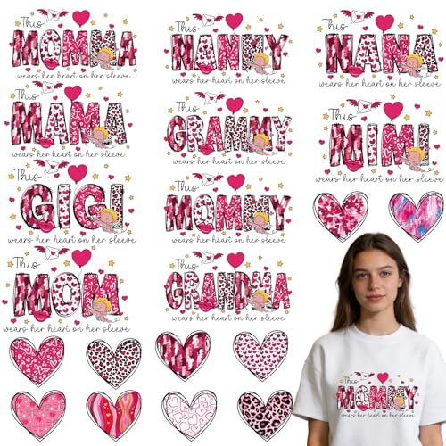Rngmsi Dtf Transfers Ready to Press - 20 Pcs Mother's Day Iron on Patches for T-Shirts, Mama Iron on Stickers Heat Transfer Vinyl Decals for DIY Fabric Clothes Decor - style: Mother'sDay
