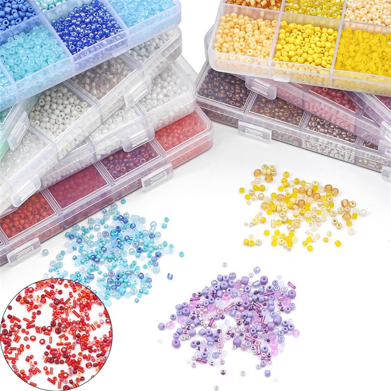 15 Color Glass Seed Tube Bugle Beads Bracelet Jewelry Making Kit,Black - color: black