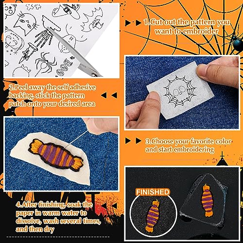 Lewtemi 50 Pcs Halloween Water Soluble Hand Sewing Stabilizers - color: Ghost