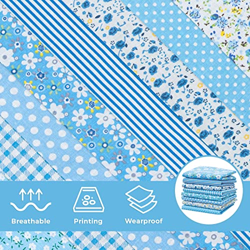 Aubliss 8pcs Fat Quarter Fabric Bundles (100% Cotton - 20'' x 20'') - color: Blue