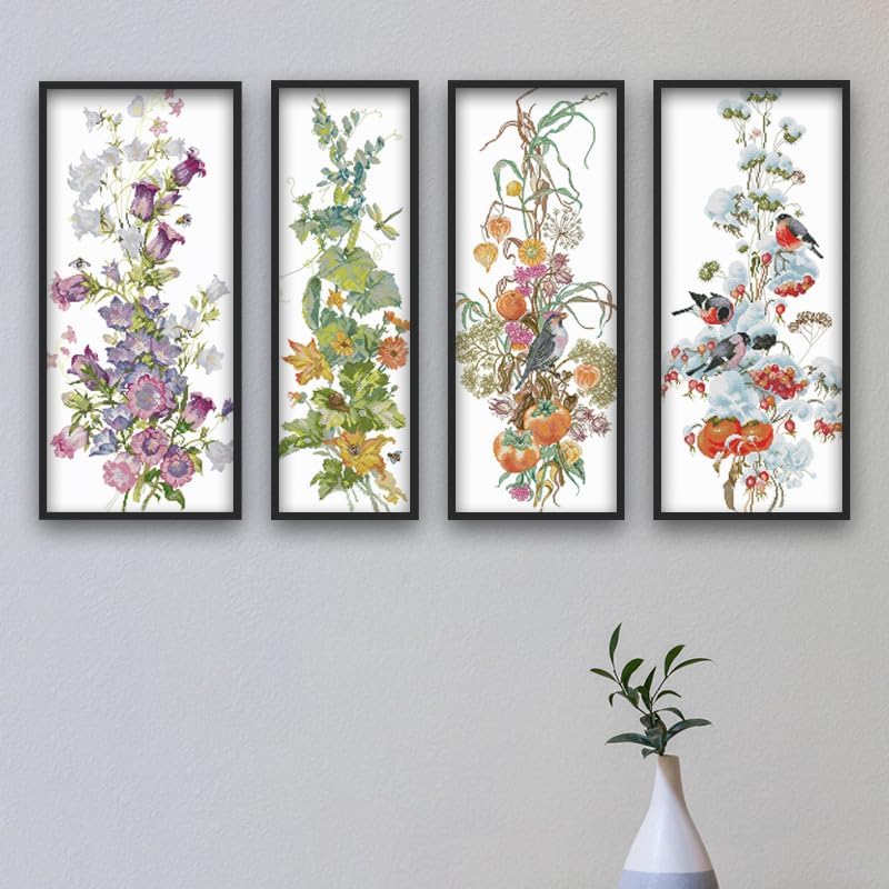 Rosyfoxes Cross Stitch Kits Stamped Full Range of Embroidery Starter Kits for Beginners DIY Needlepoint Kit- Printed kit Summer (Printed) 11CT 13×32.3 inches - color: Summer 13×32.3 inches