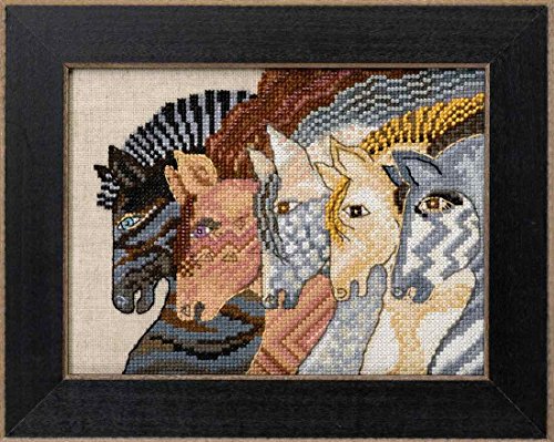 Moroccan Mares Beaded Counted Cross Stitch Kit (Linen) Mill Hill 2017 Laurel Burch Horses Collection LB301712